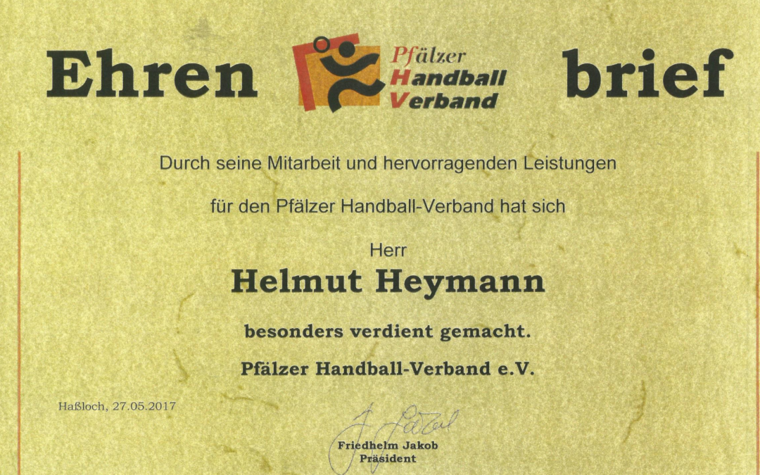 Helmut Heymann erh?lt den Ehrenbrief